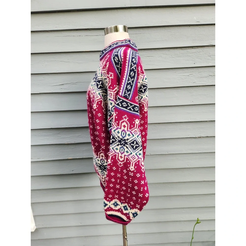 Dale of Norway‎ Sweater Magenta Nordic Wool Fair Isle Vintage XL